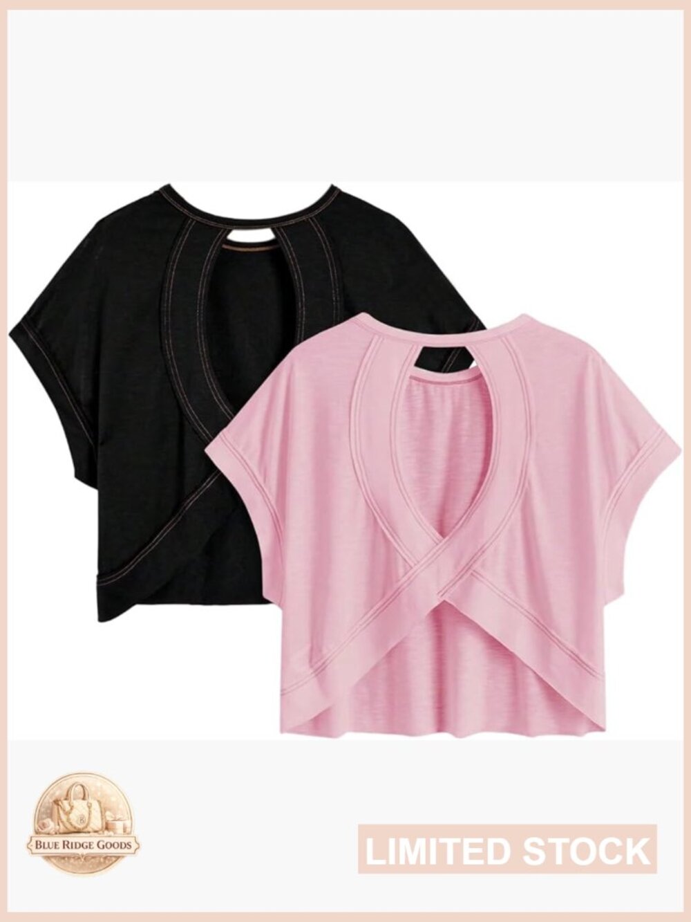 Criss Cross Cut Out Back Tops Summer Casual T-Shirt Open Back Crewneck Short